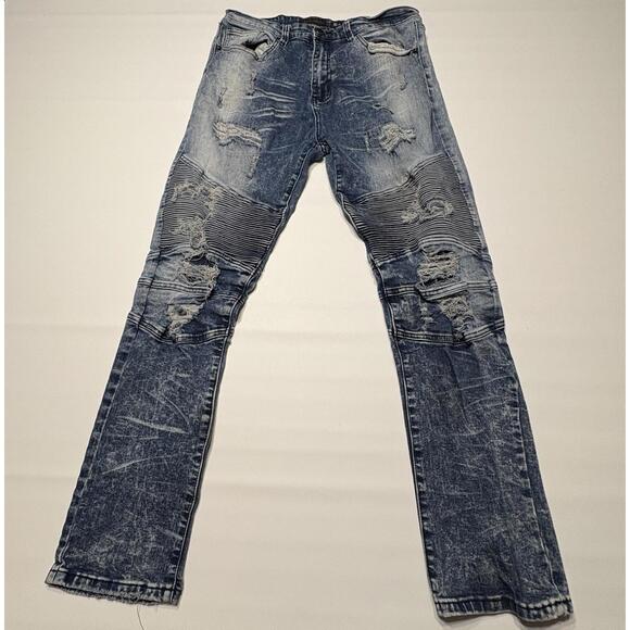 Decibel Other - Decibel Men’s Distressed Acid Wash Moto Jeans – 36x32